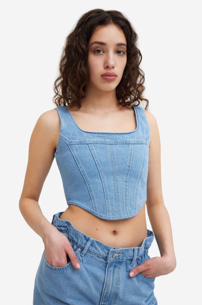 Badass Denim Corset in Light Blue - Image 2