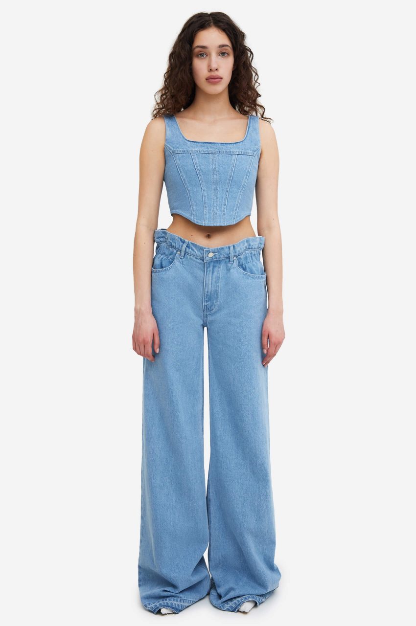 Badass Denim Corset in Light Blue