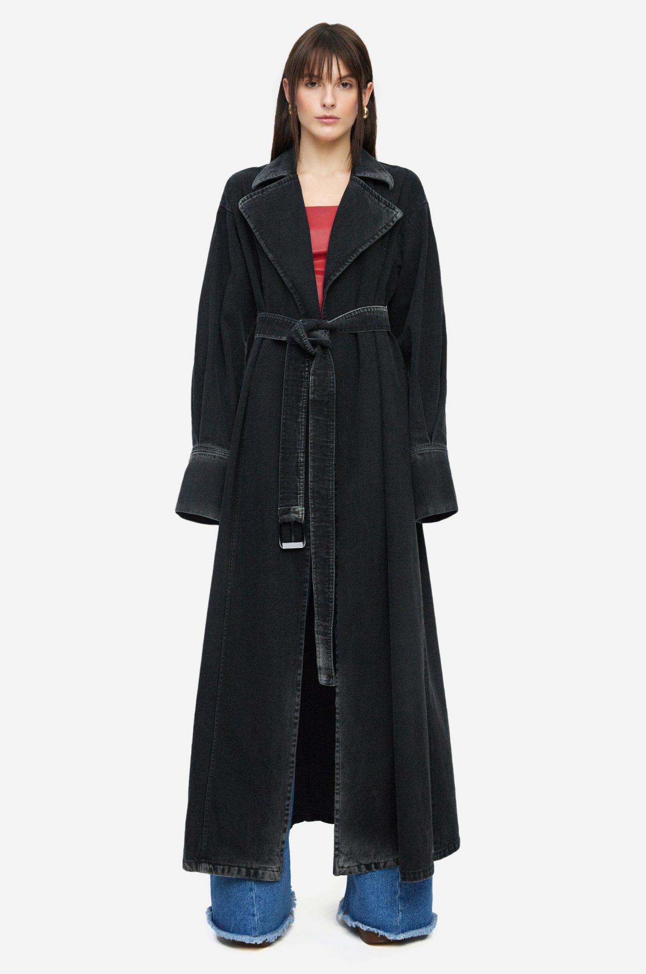 Denim Coat in Black