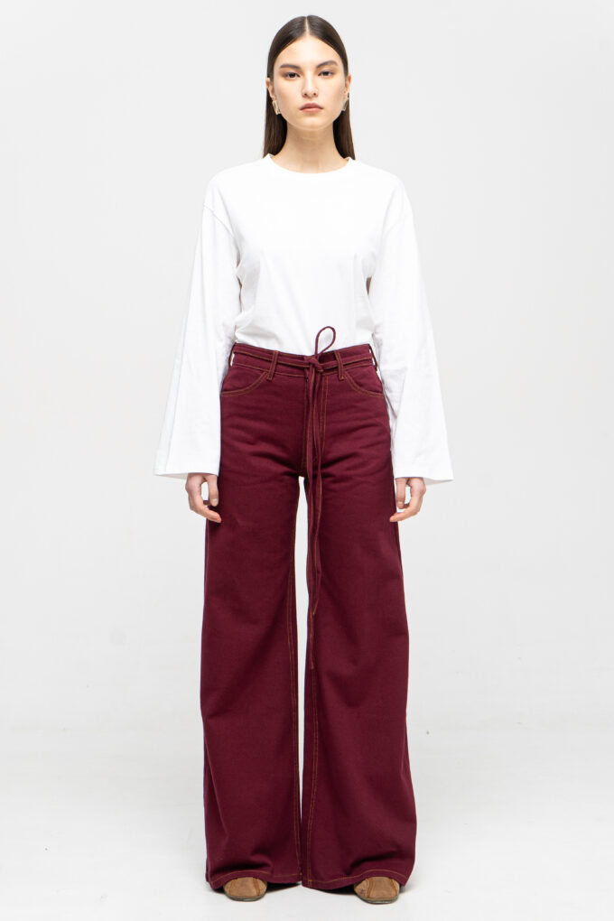 Burgundy Baggy Jeans