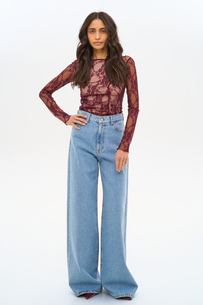 Wide light blue jeans
