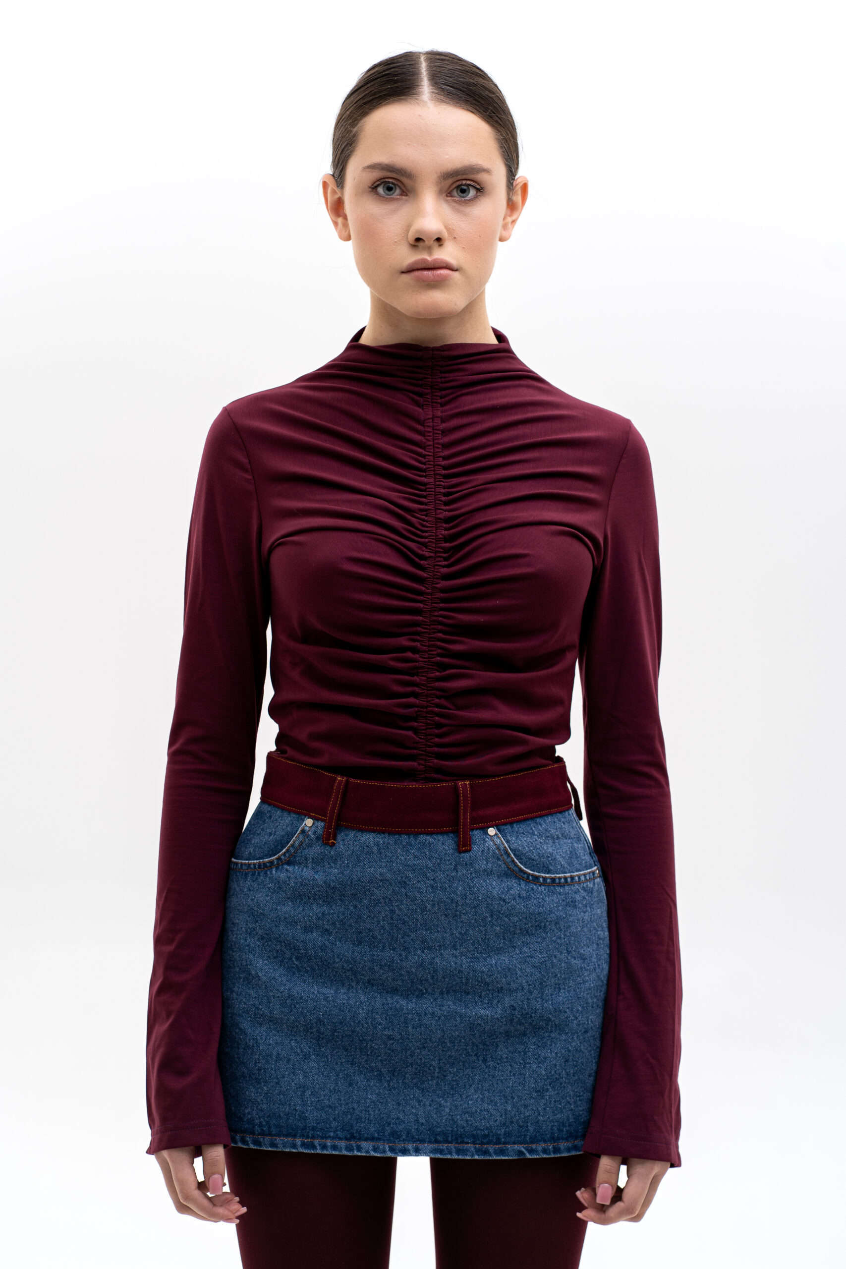 Bordo Drape Longsleeve Top - Зображення 2