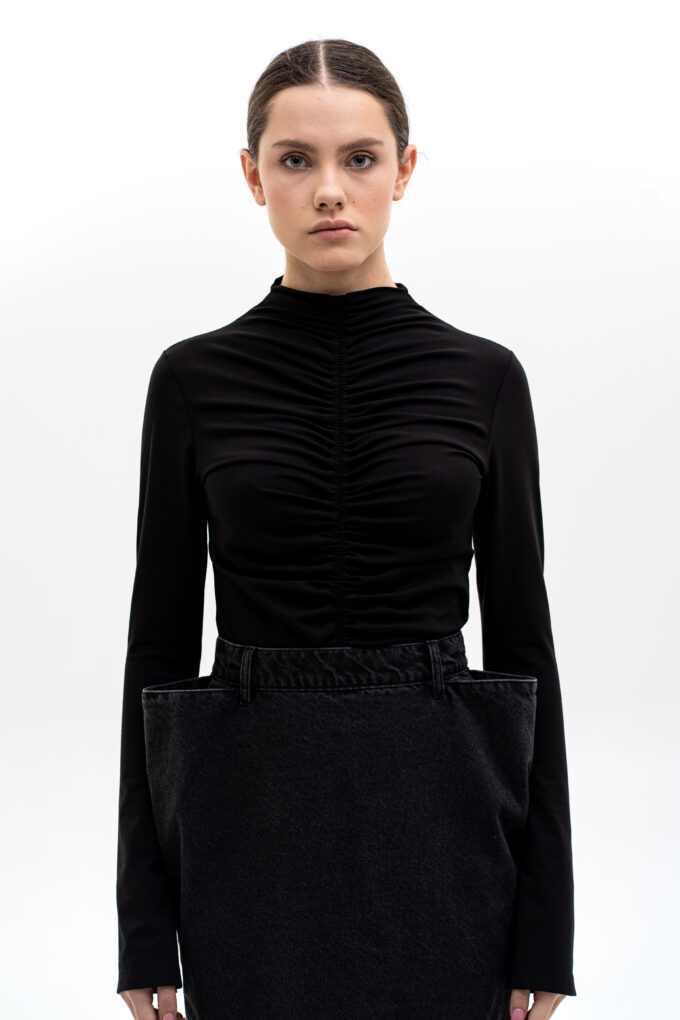 Black Drape Longsleeve Top