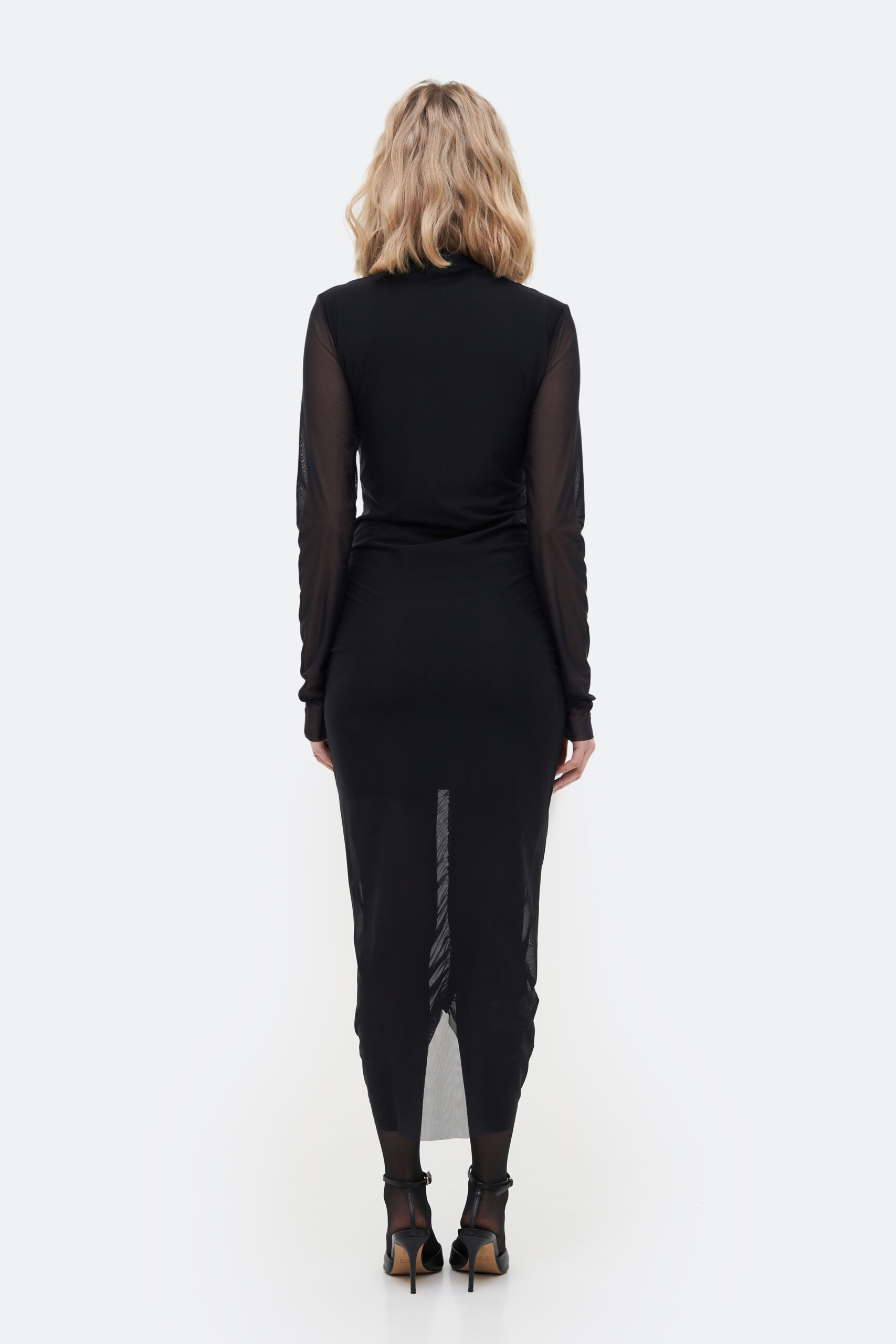 Midi Drape Black Dress - Зображення 2