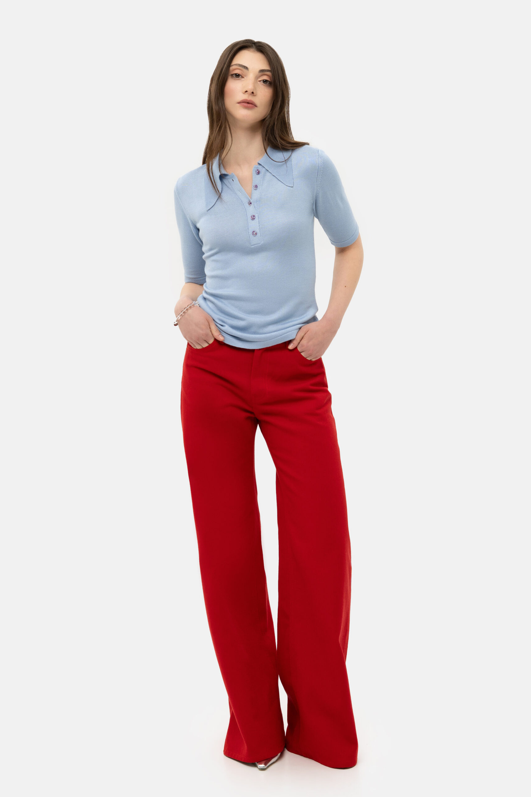 Light Blue Knit Polo - Image 4