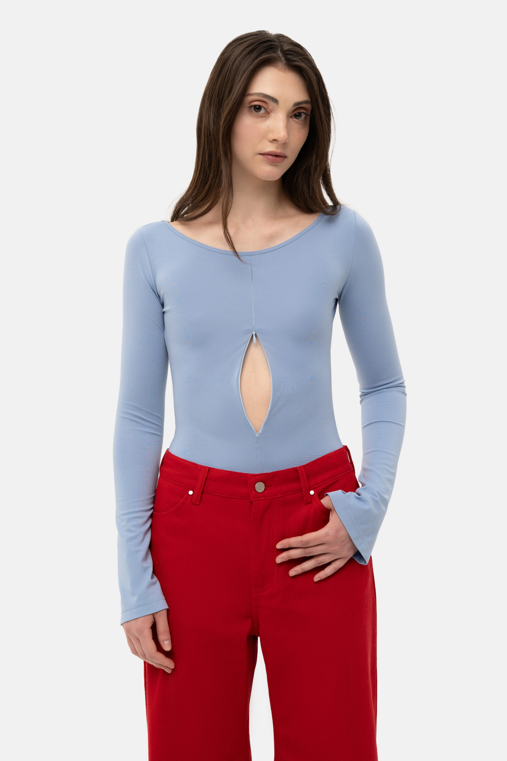 Blue Zip-Front Bodysuit - Зображення 2