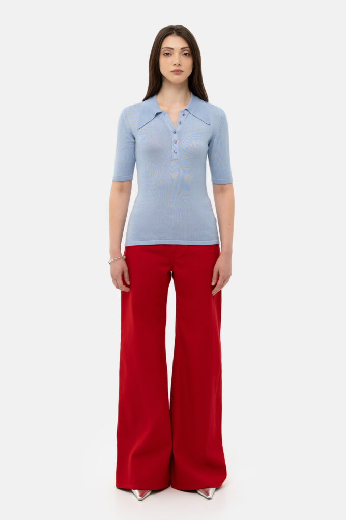 Light Blue Knit Polo