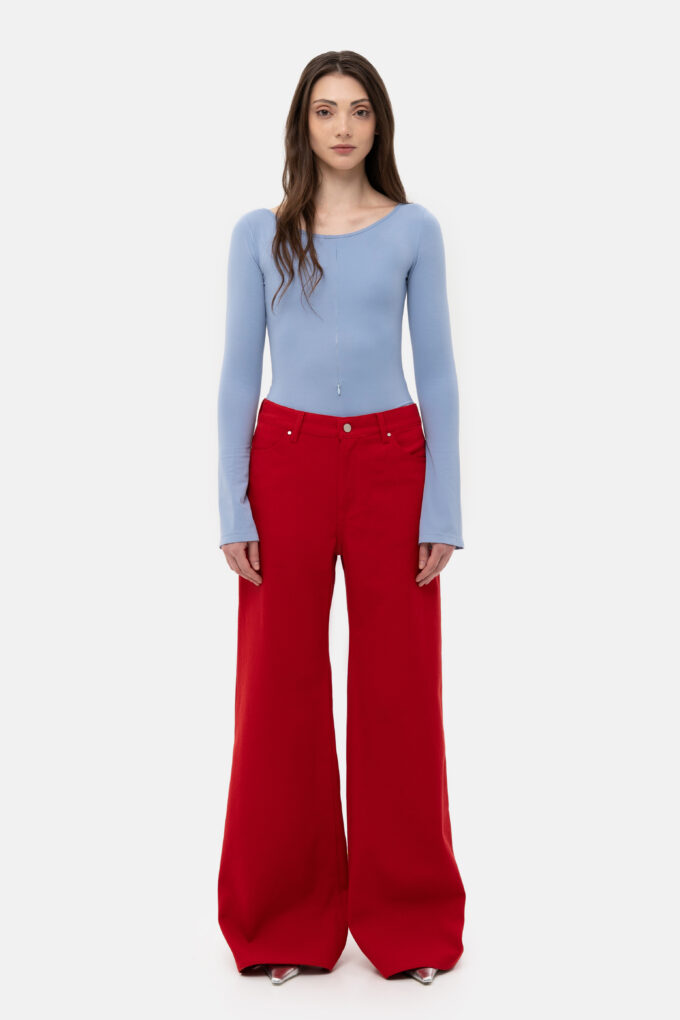 Blue Zip-Front Bodysuit