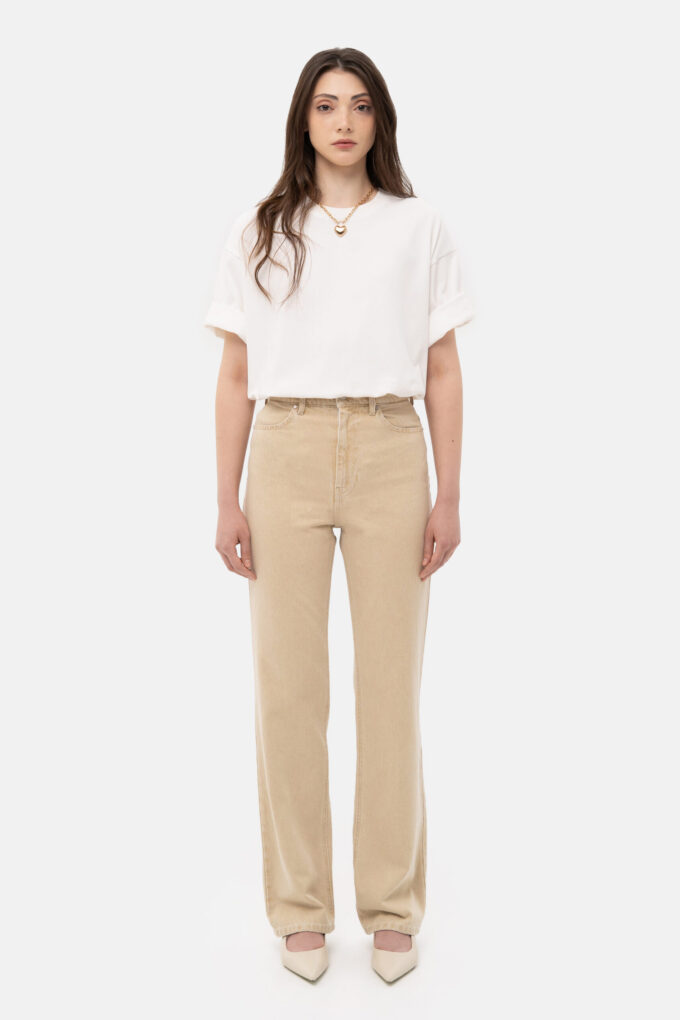 Beige Straight Jeans