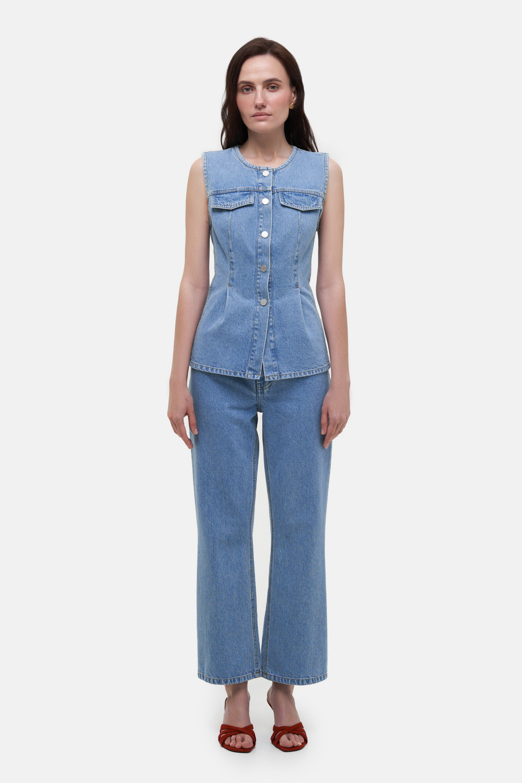 Denim Vest with Pockets