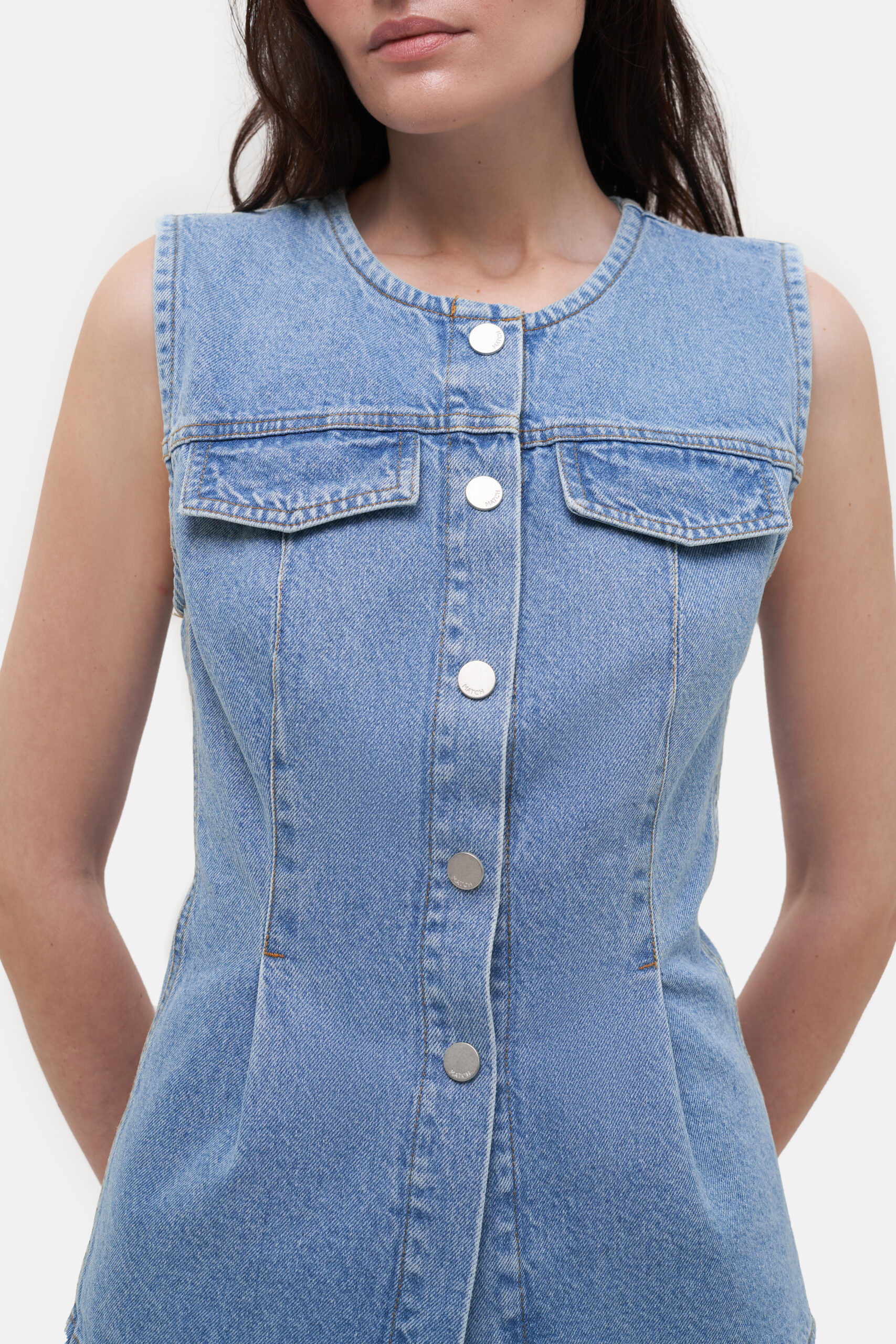 Denim Vest with Pockets - Зображення 4
