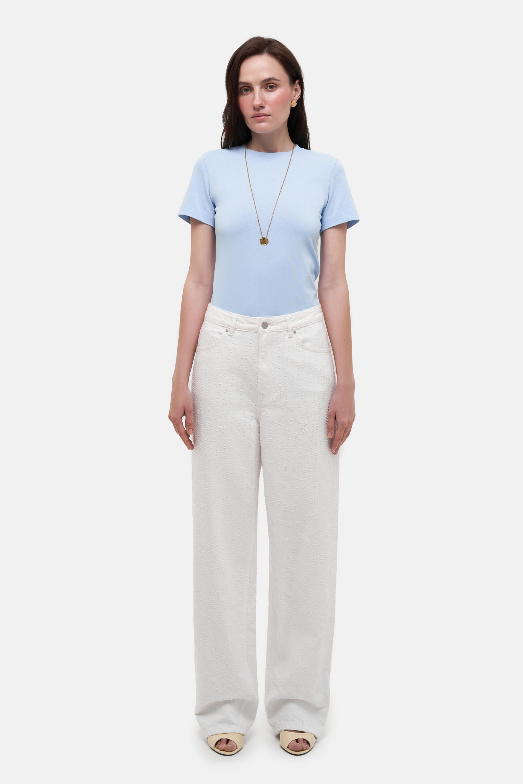 Perforated White Jeans