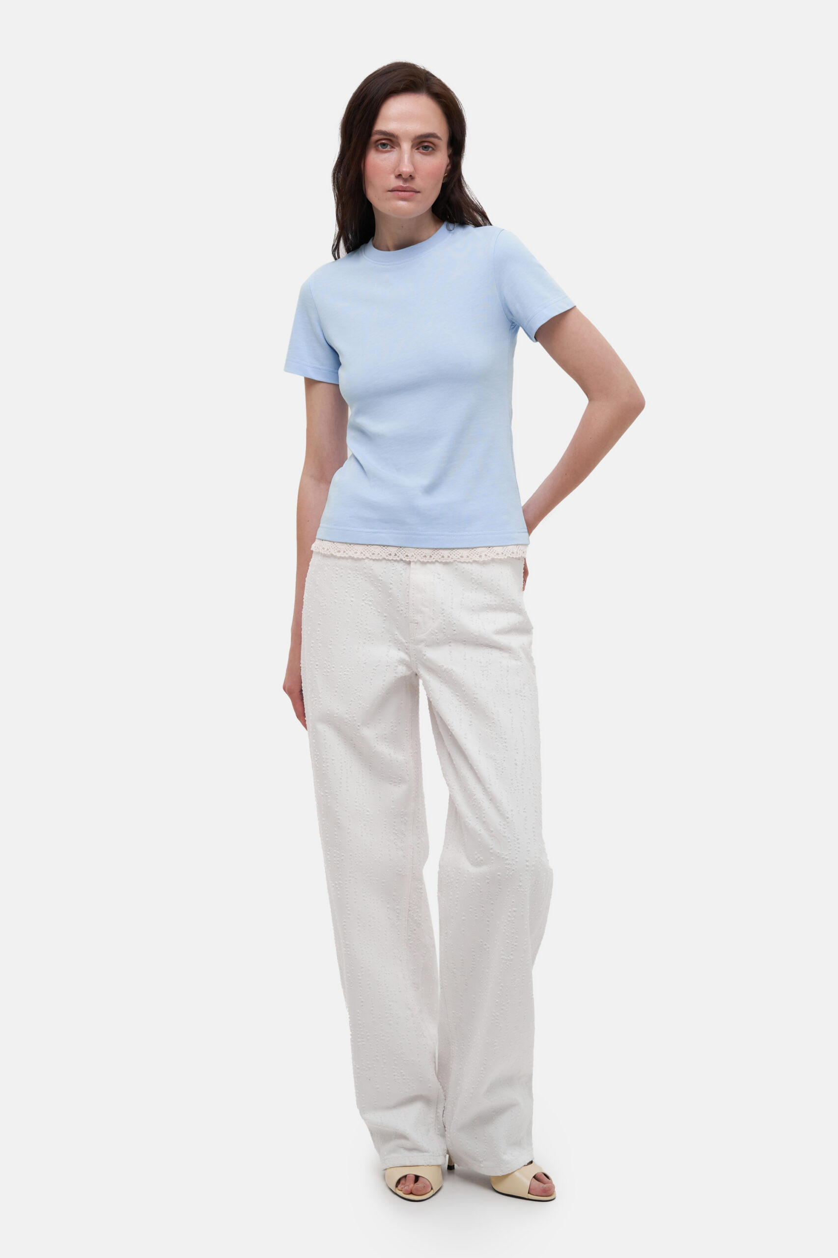 Blue T-Shirt with crochet trim - Image 5