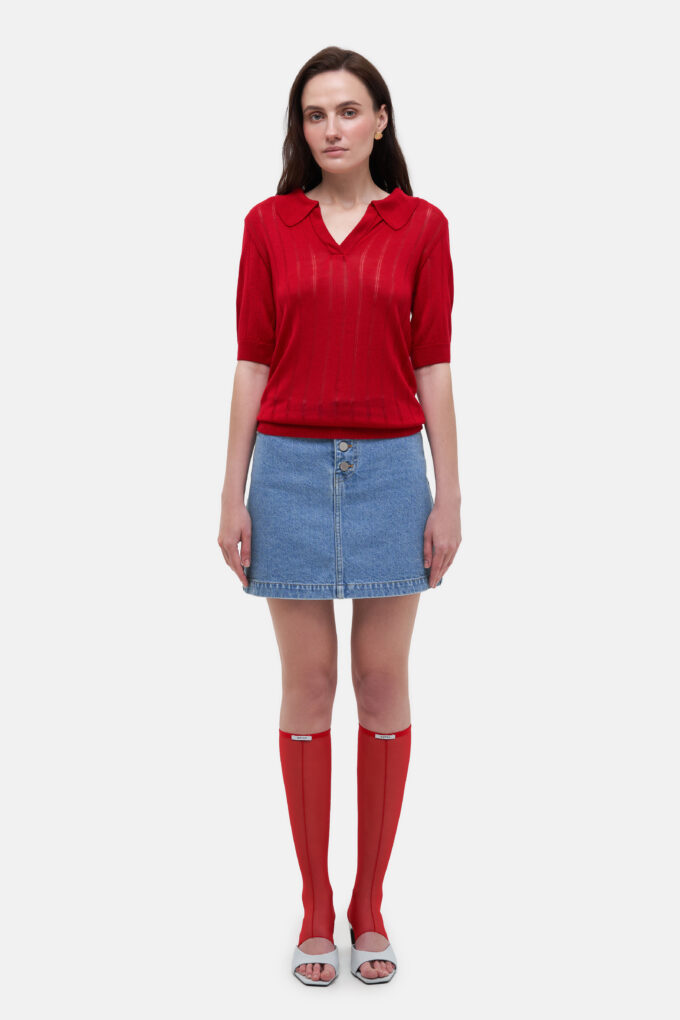 Red Knit Polo