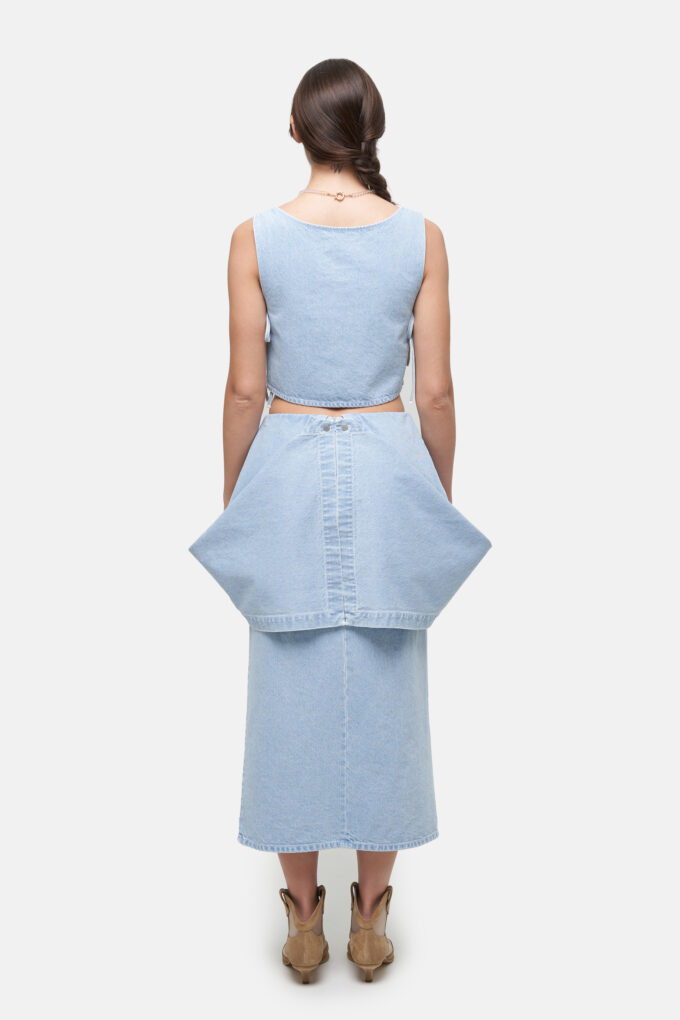 denim dresses and skirts 12th Tribe - Rylie Strapless Fringe Mini Dress - Size XS offering a versatile piece that transitions seamlessly from casual daytime wear to evening occasions Dresses / Skirts Archives |