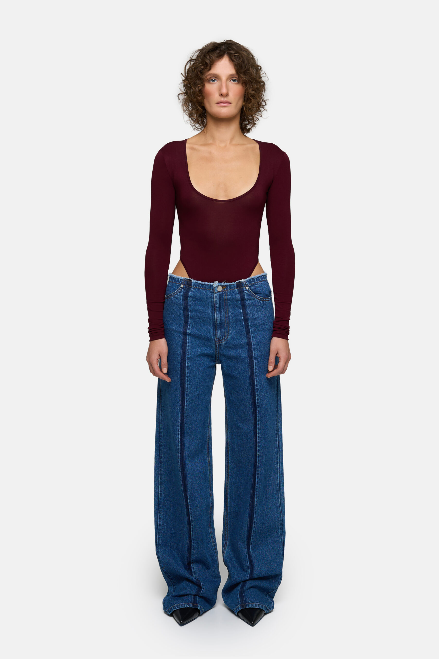 Wide Leg Seam Jeans