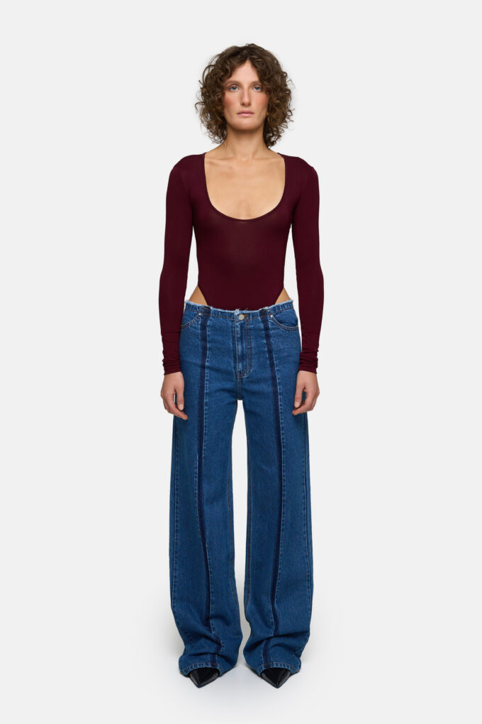 Wide Leg Seam Jeans