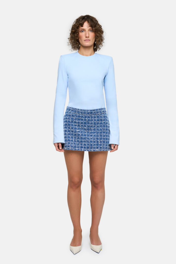 Frayed Denim Mini Skirt